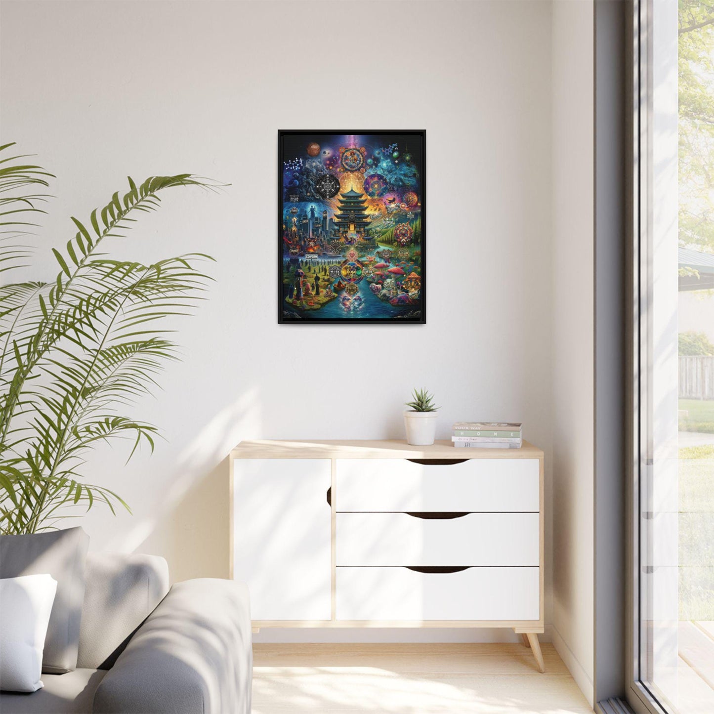 Quantum Temple of Duality - Framed Matte Canvas (24" x 32")