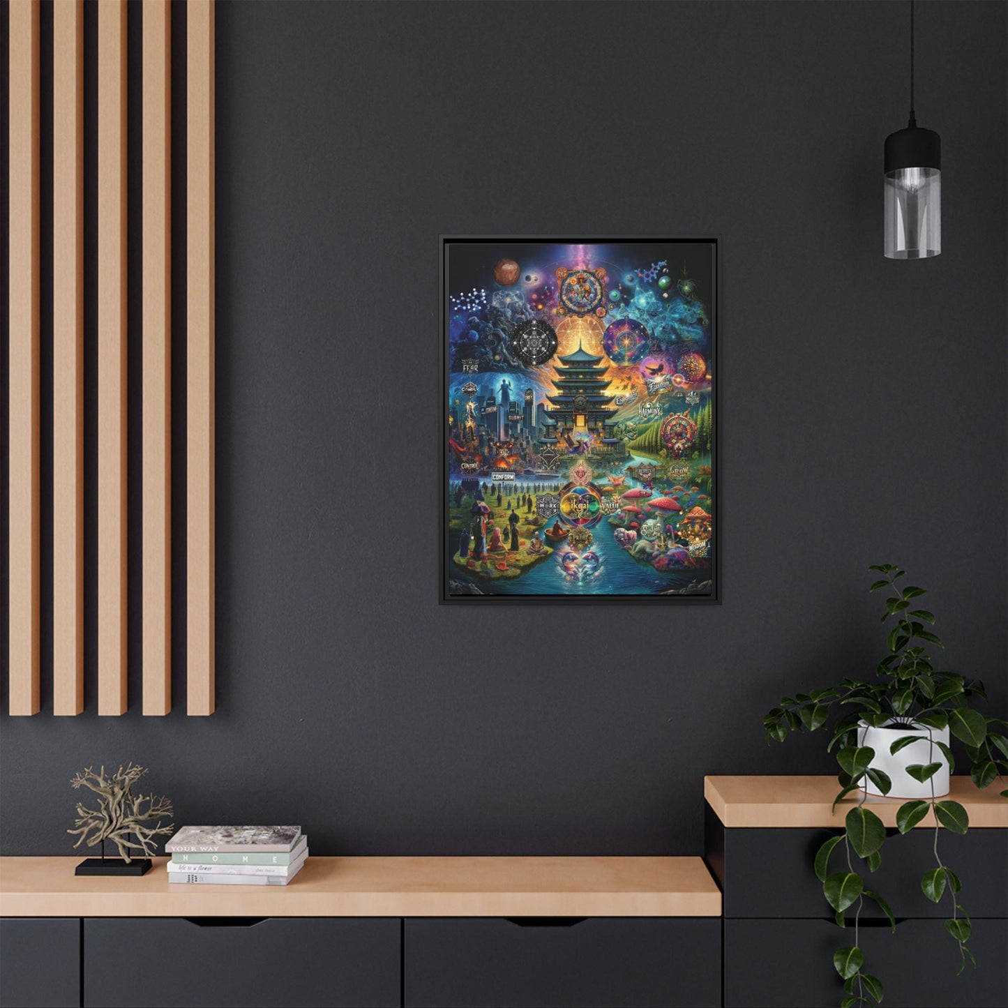 Quantum Temple of Duality - Framed Matte Canvas (24" x 32")