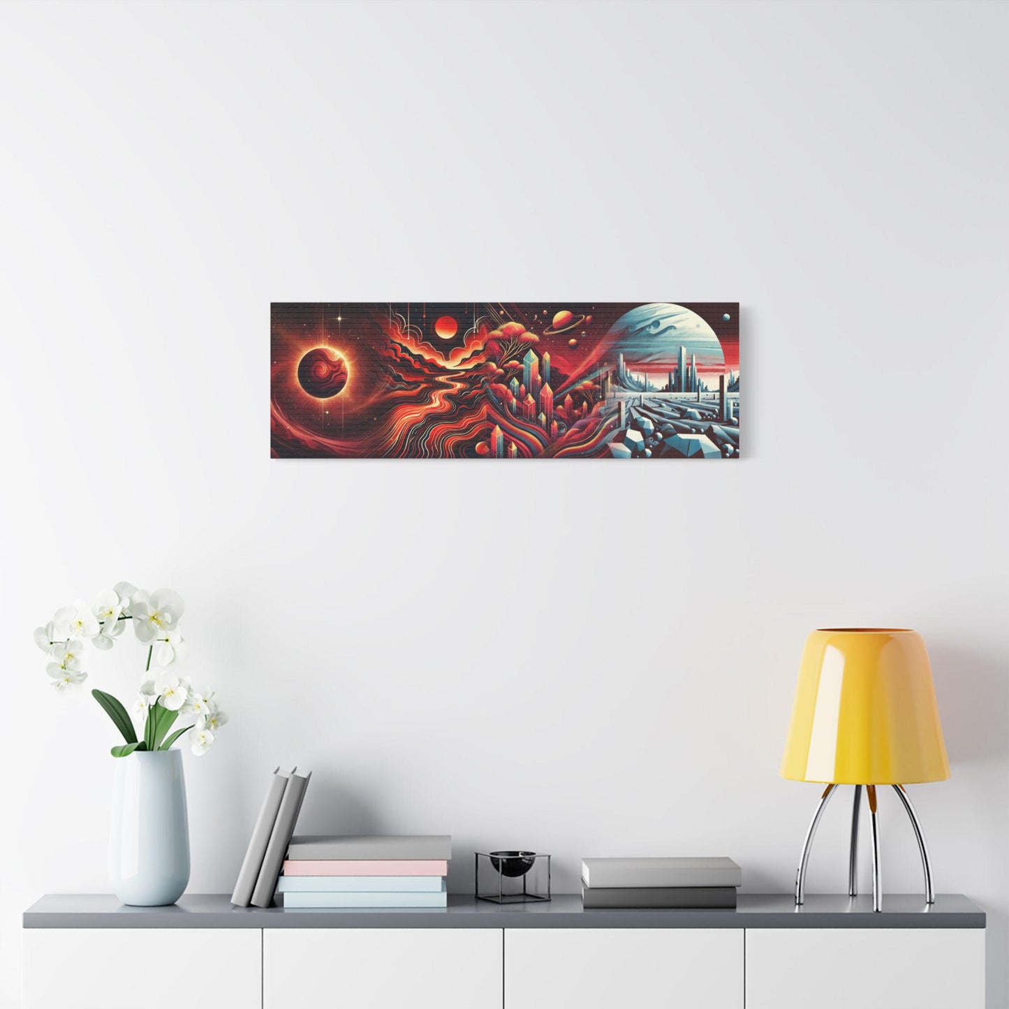 Xenobiological Chronicle of TRAPPIST-1 Inferno | Dual Cosmic Sci-Fi Art Print | Red Dwarf Star and Alien Landscapes