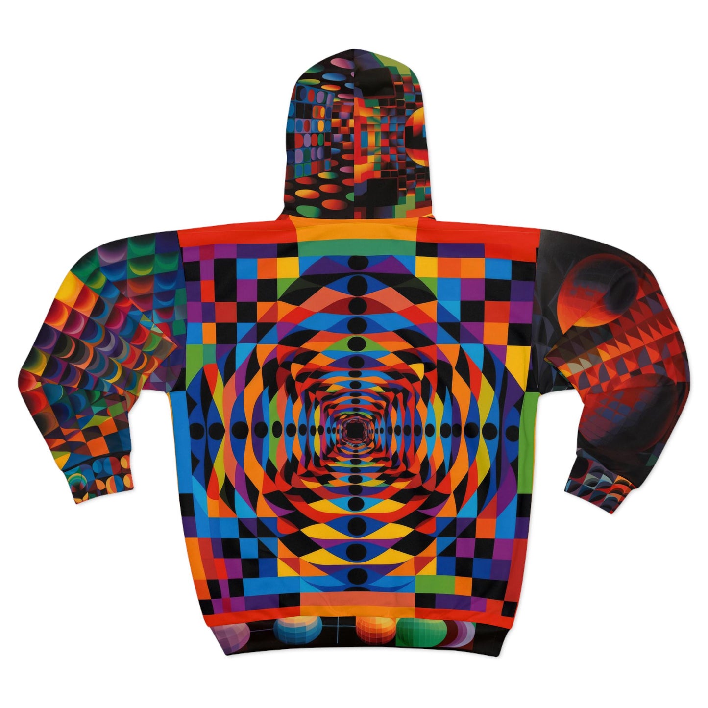 Psychedelic Geometric Kaleidoscope Zip-Up Hoodie - Cosmic Patterned Artwear for Visionary Seekers