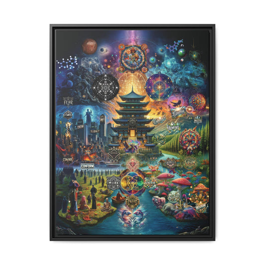 Quantum Temple of Duality - Framed Matte Canvas (24" x 32")