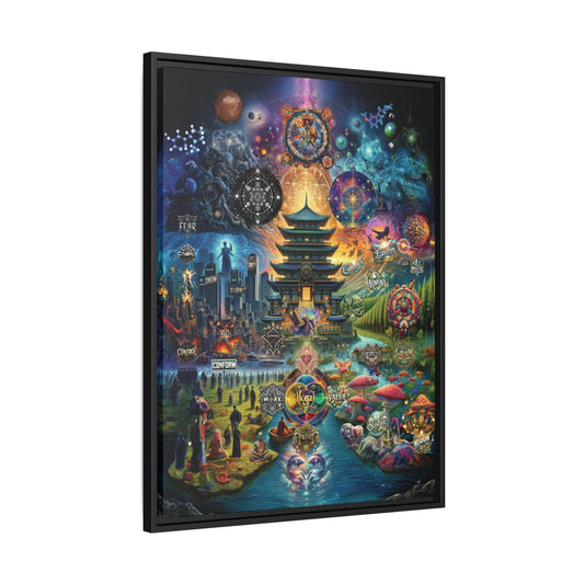 Quantum Temple of Duality - Framed Matte Canvas (24" x 32")