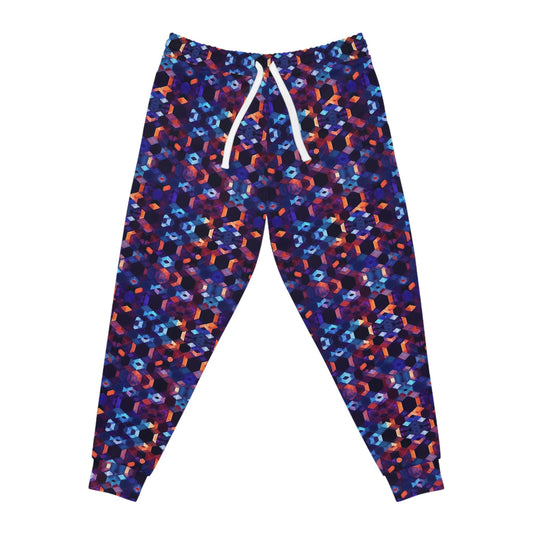 Cosmic Mosaic Joggers - Galactic Geometric Patterned Sweatpants for Visionary Voyagers