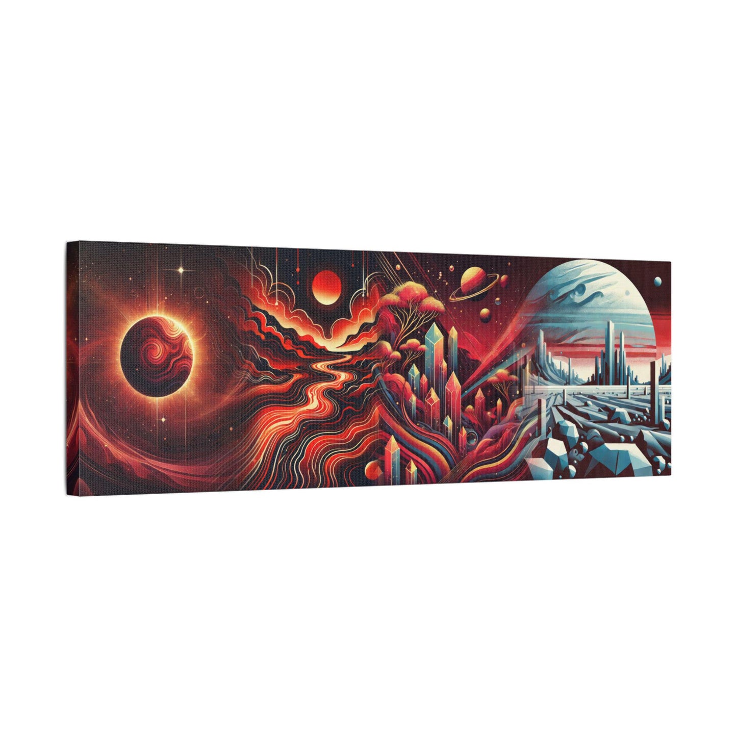 Xenobiological Chronicle of TRAPPIST-1 Inferno | Dual Cosmic Sci-Fi Art Print | Red Dwarf Star and Alien Landscapes